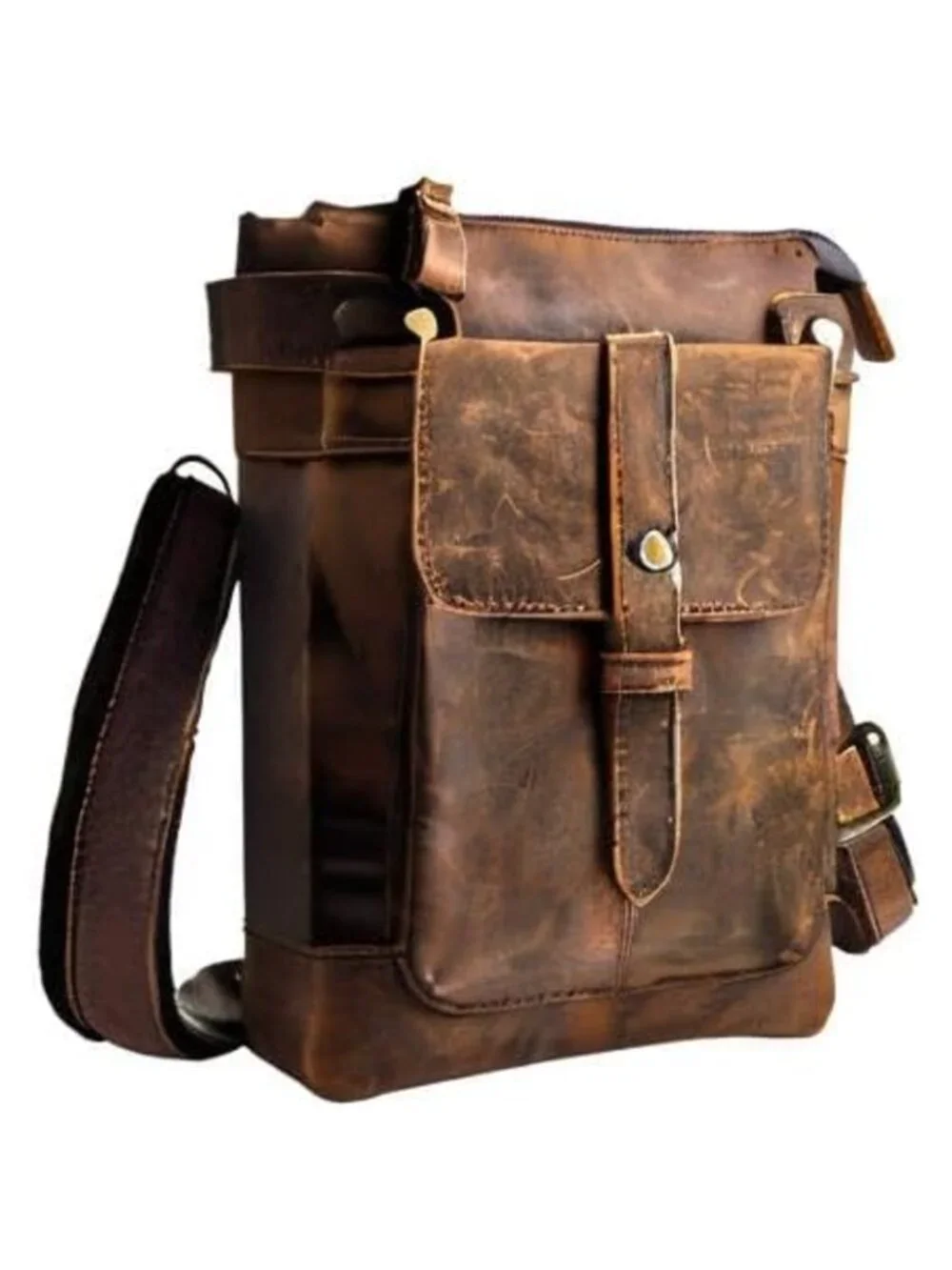 Genuine Leather Fanny Messenger Bag Small Shoulder Satchel Waist Pack